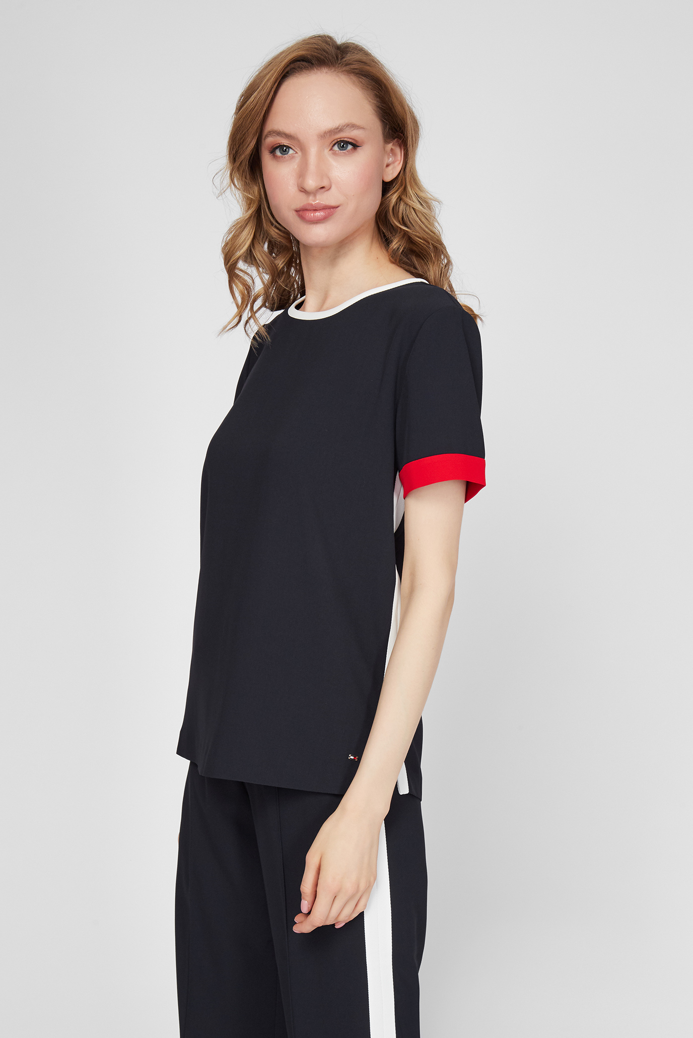 Женская темно-синяя блуза FLUID TWILL RELAXED C-NK TOP SS 8