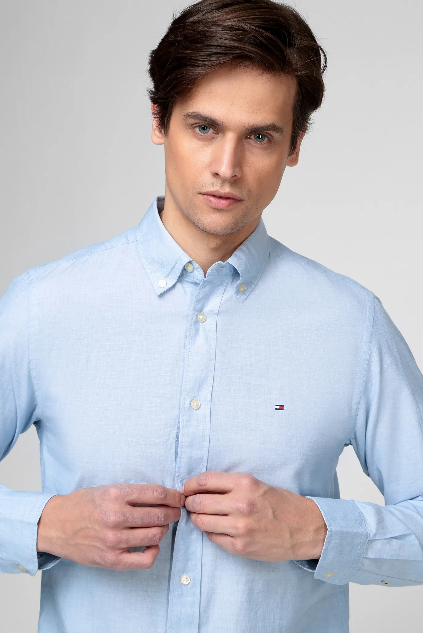 Мужская голубая рубашка NATURAL SOFT POPLIN 7