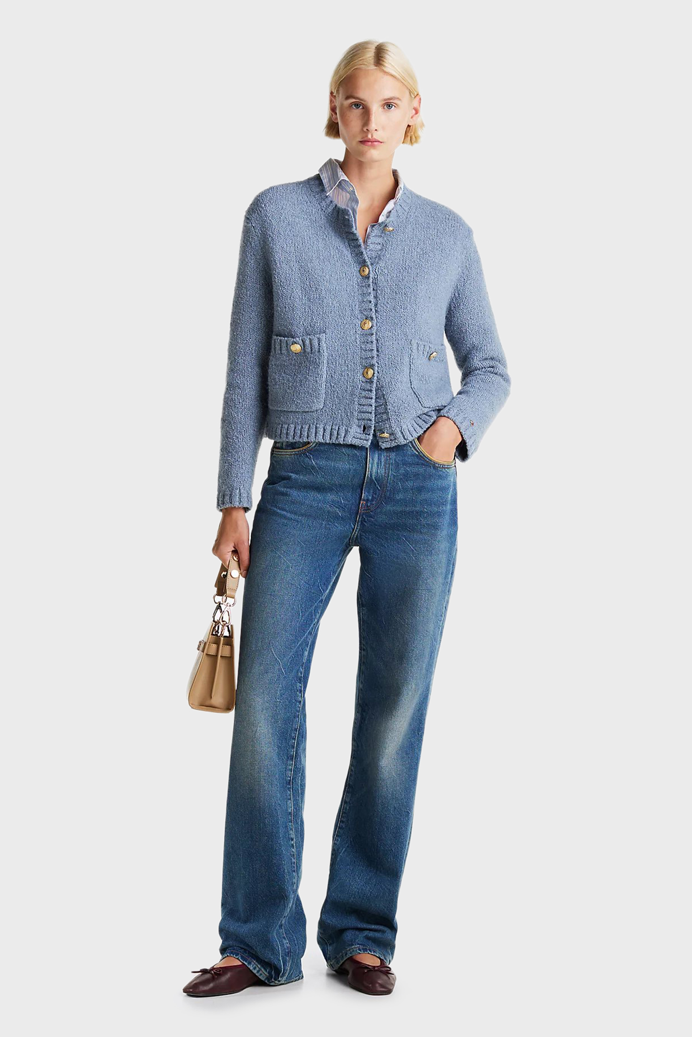 Женский синий кардиган TEXTURED GOLD BUTTON LADY JACKET 2