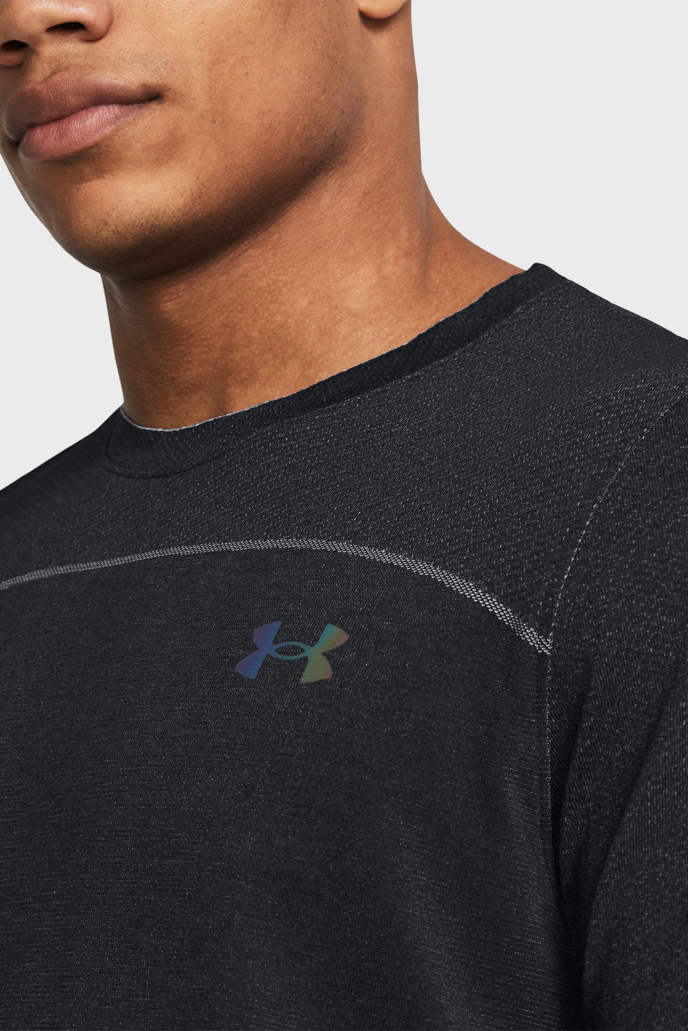 Мужская черная футболка UA Rush Seamless Wordmark SS 4