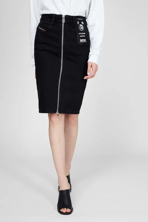Женская черная джинсовая юбка DE-PENCIL-ZIP Diesel