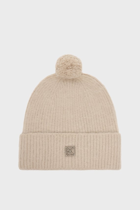 Шапка EMBLEM BRUSHED POMPOM BEANIE Calvin Klein