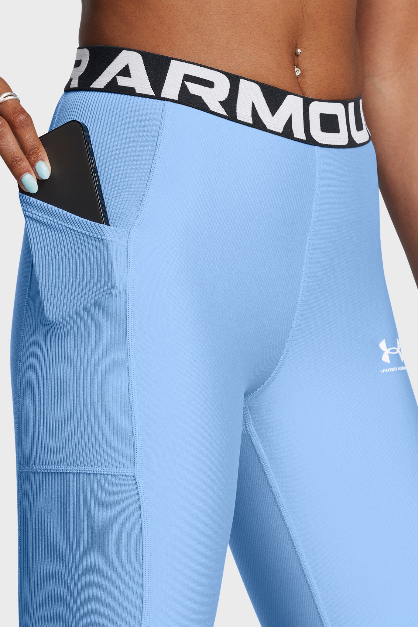 Женские голубые тайтсы HeatGear Rib Legging 4