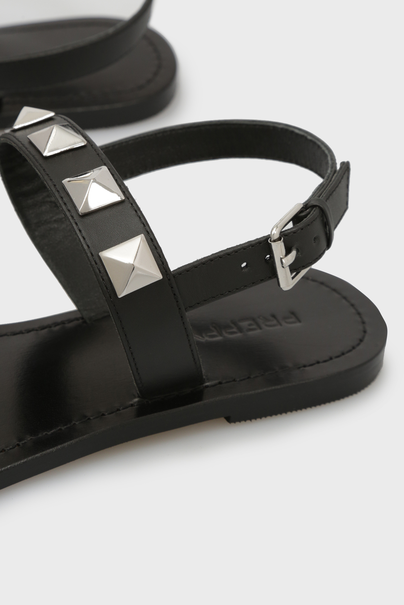 Женские черные кожаные сандалии 7