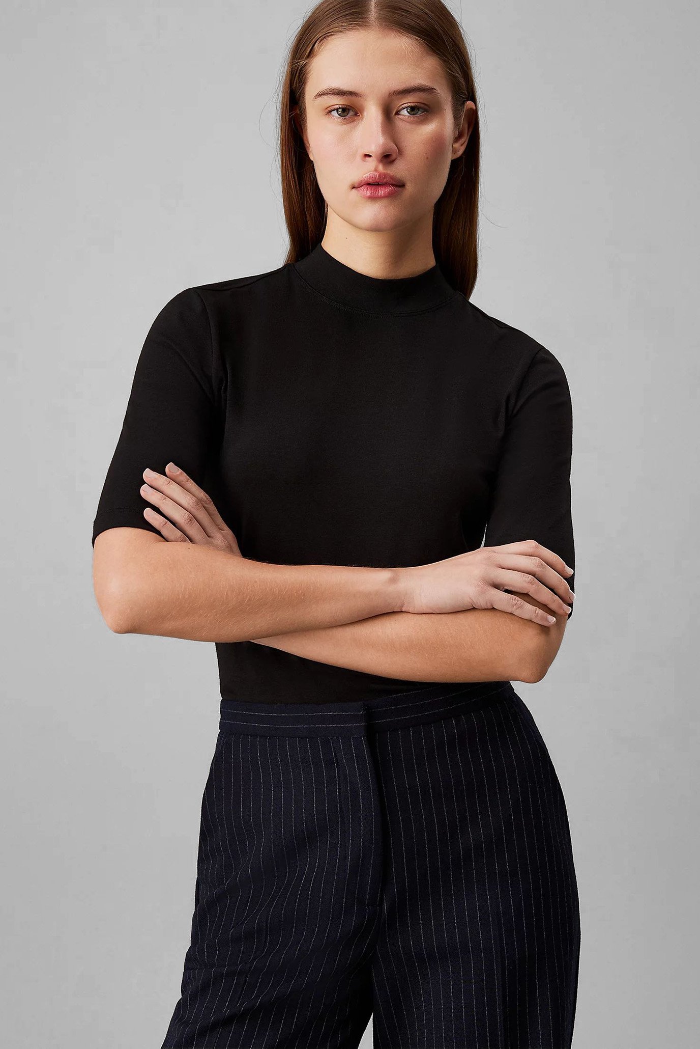 Футболка/MODAL STRETCH SLIM MOCK TOP 1/2 1