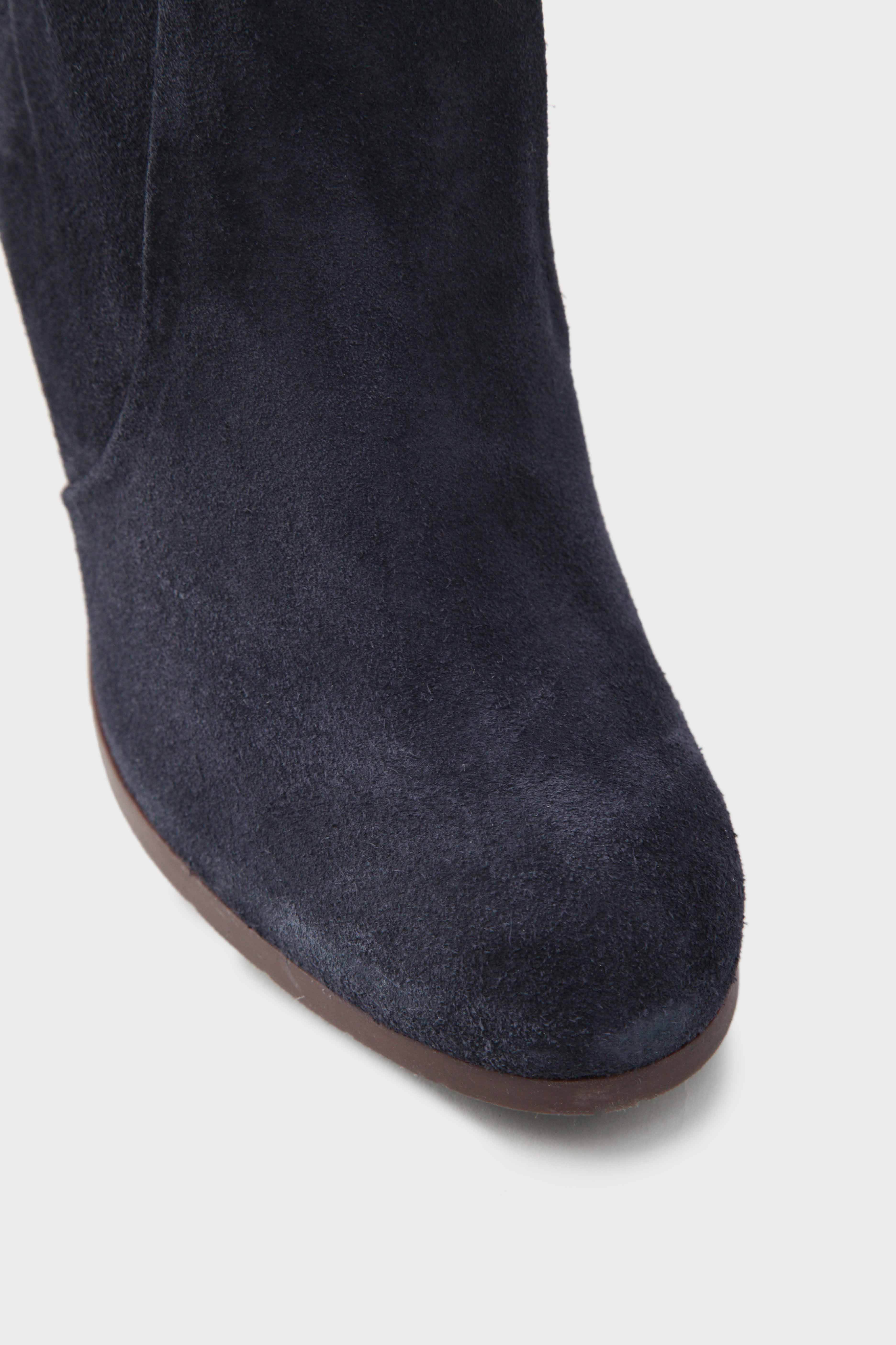 Женские синие замшевые сапоги 4