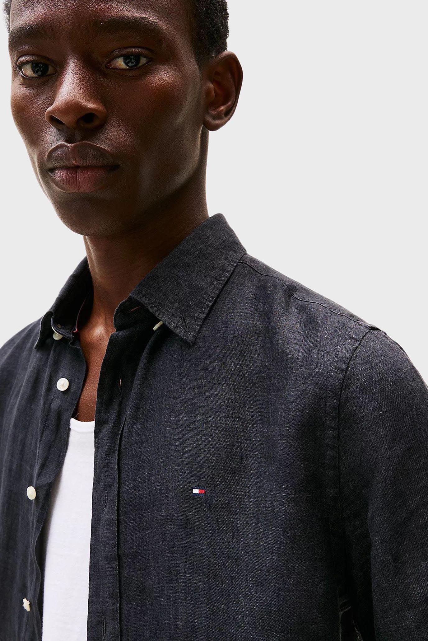 Мужская черная льняная рубашка PIGMENT DYED LINEN 4