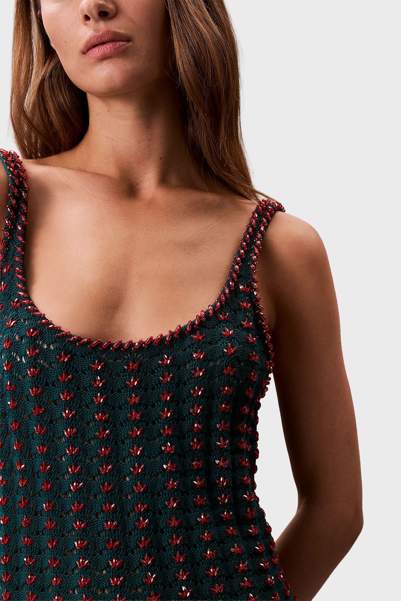 Платье Crochet Beaded Tank Mini Dress 2