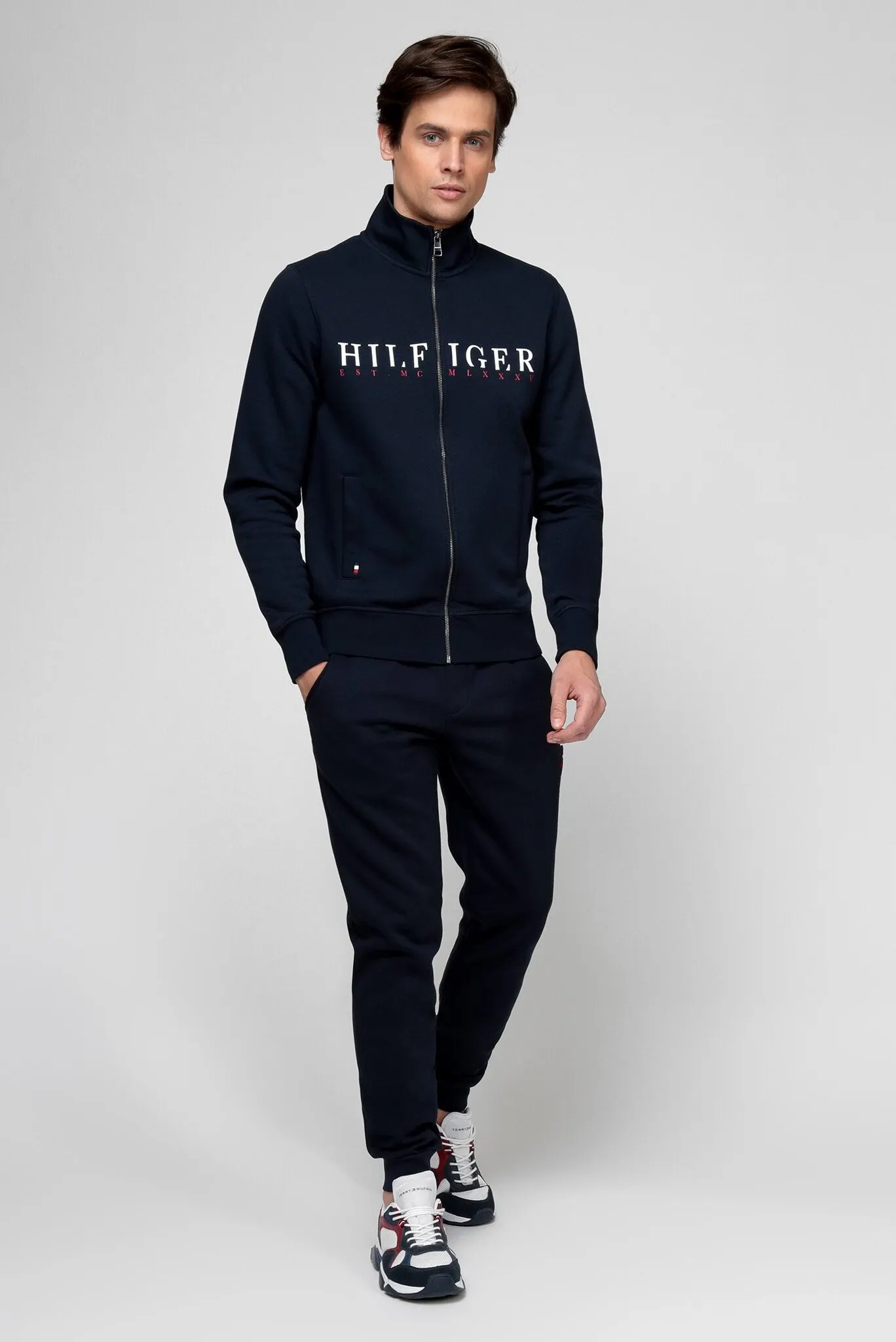 Мужская темно-синяя кофта LOGO ZIP THROUGH 2