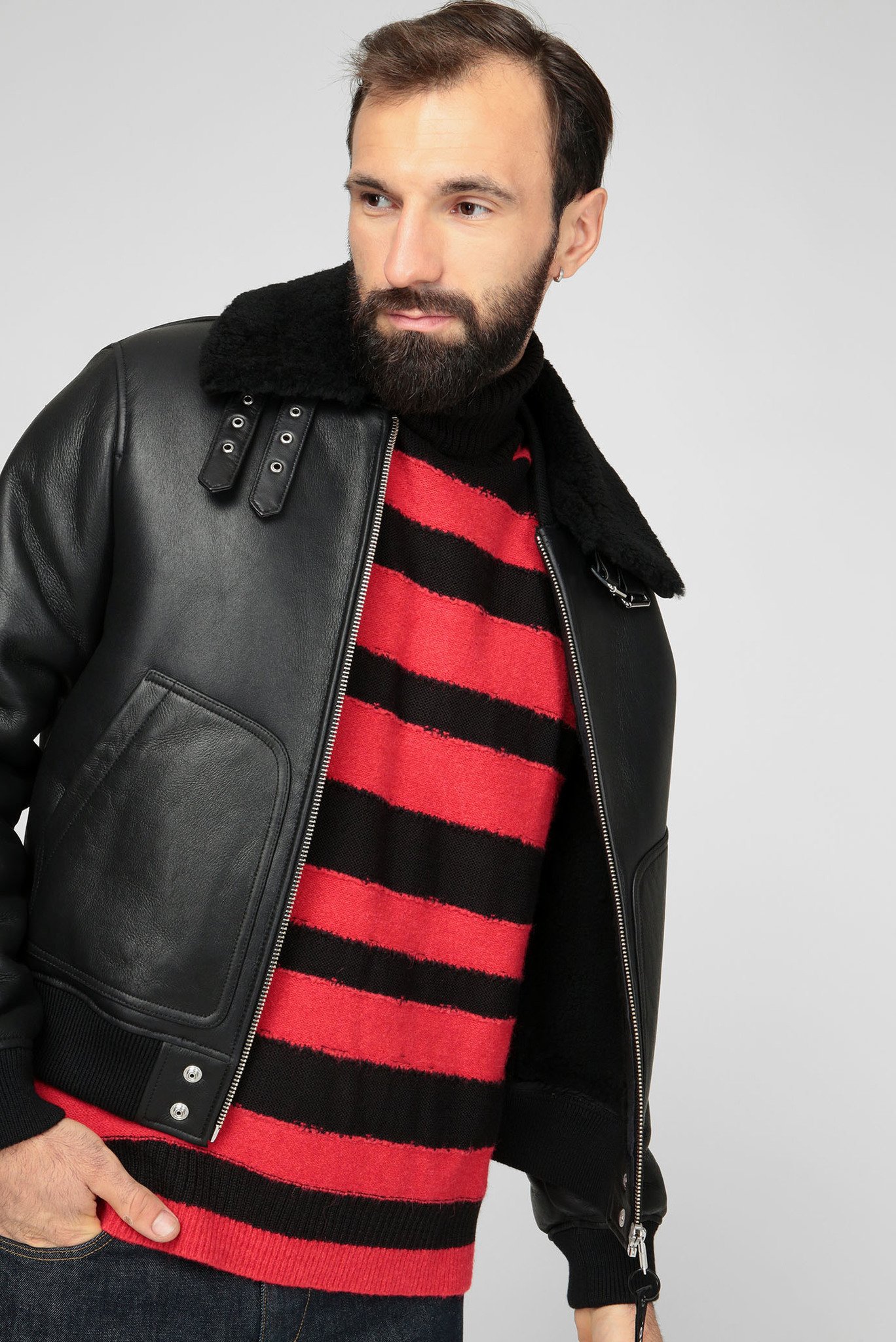 Мужская черная кожаная куртка L-ARNOLD 2