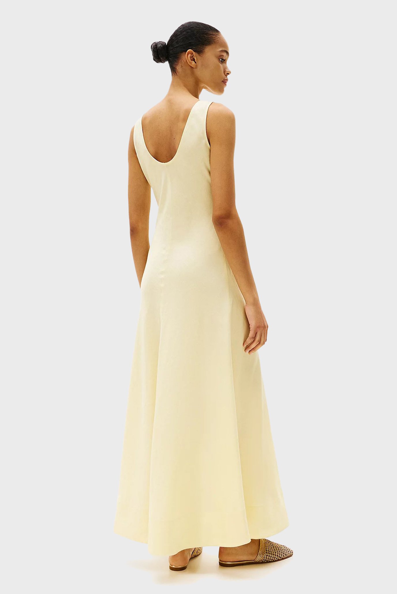 Женское желтое льняное платье TEXTURED 3