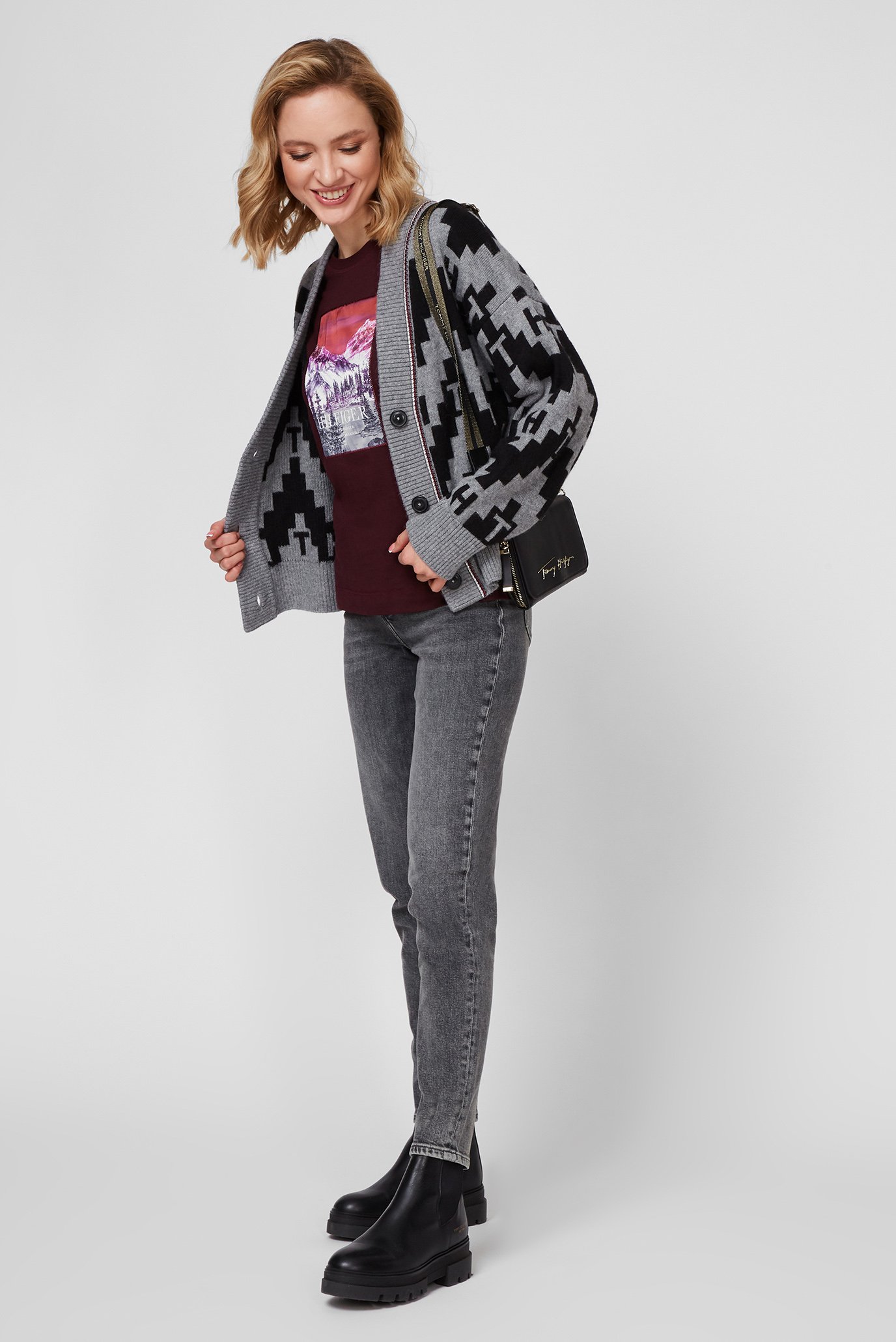 Женский серый кардиган ICON FAIR ISLE CARDITommy Hilfiger Женский серый кардиган ICON FAIR ISLE CARDI 2