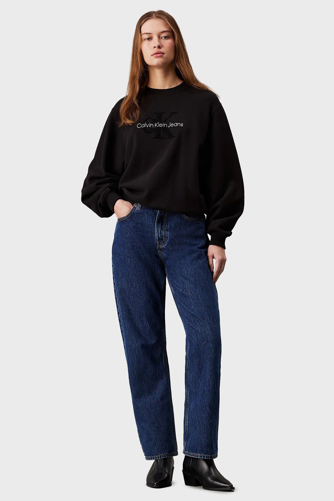 Женский черный свитшот CHENILLE MONOLOGO CREWNECK 2