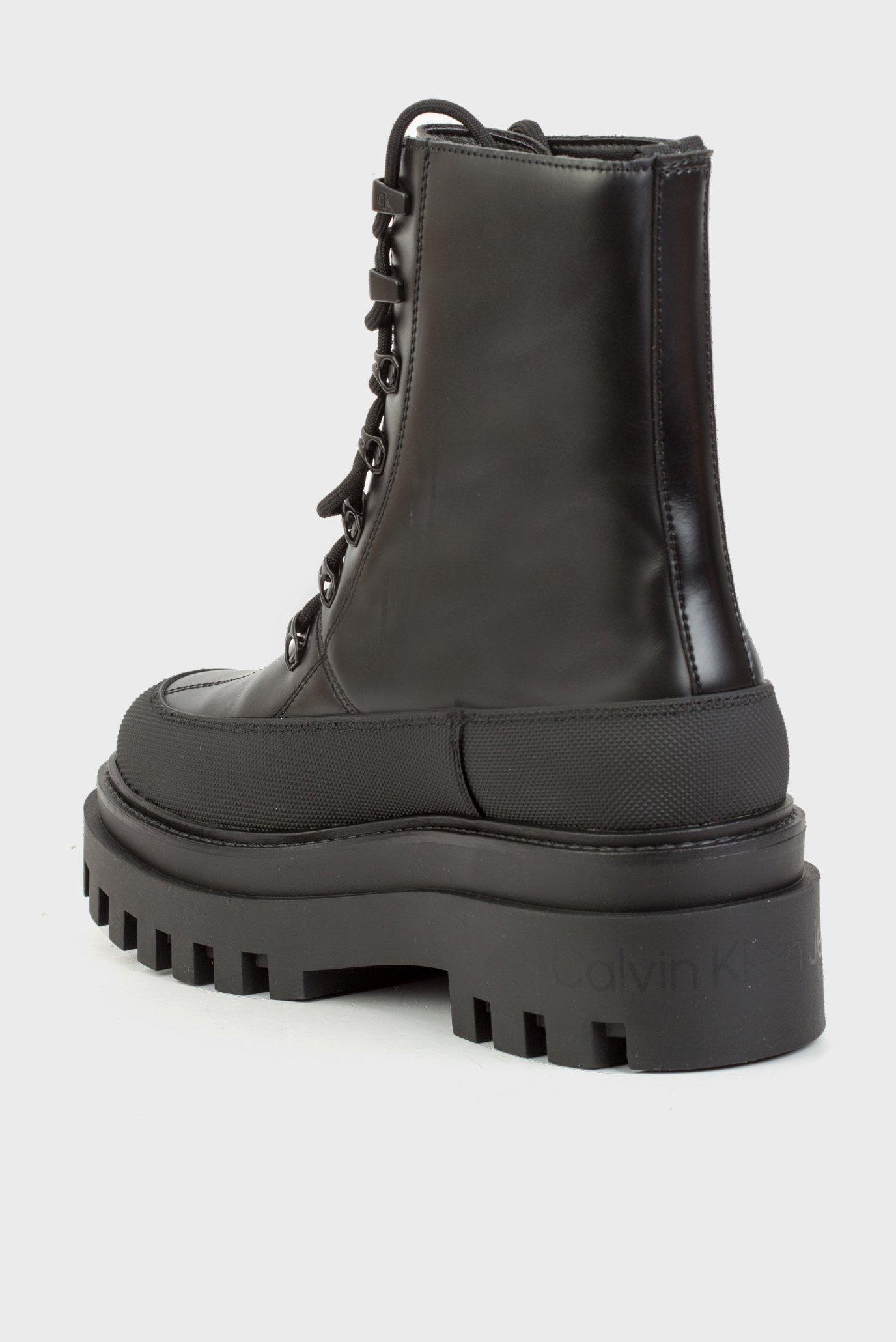 Женские черные кожаные ботинки FLATFORM LACE UP BOOT LTH 3