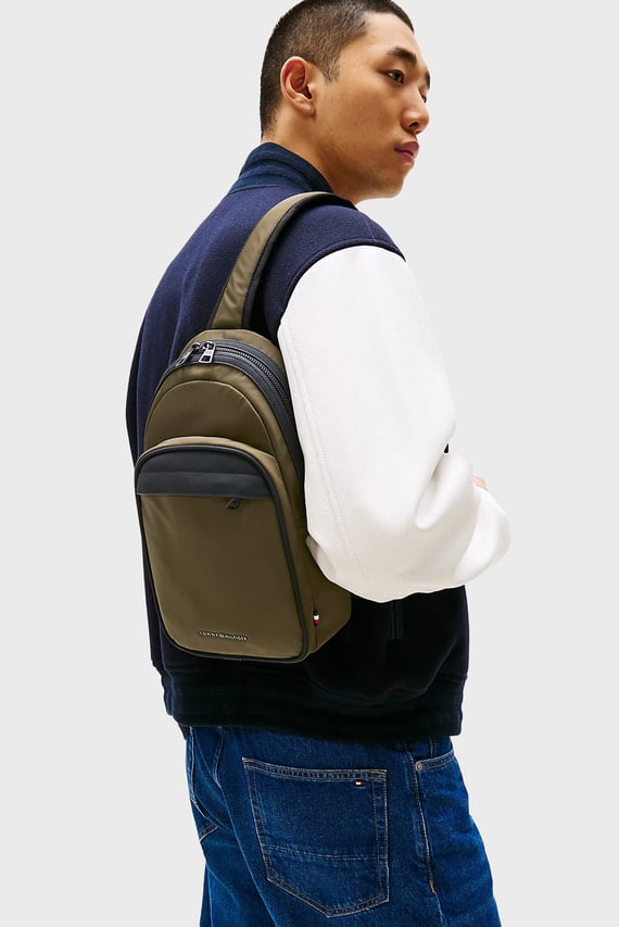 Мужская оливковая сумка TH REPREVE SLING