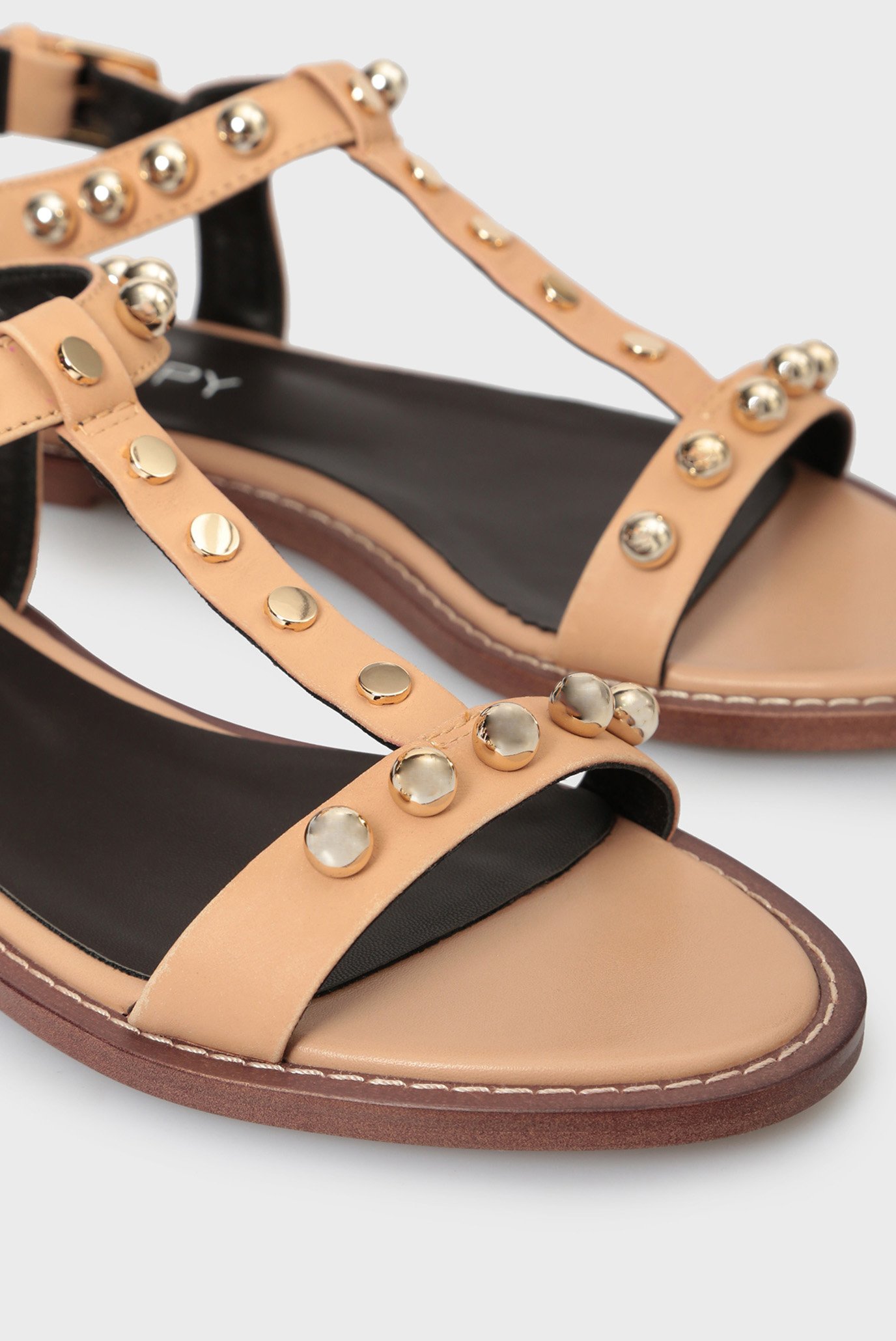 Женские бежевые кожаные сандалии Iness 2