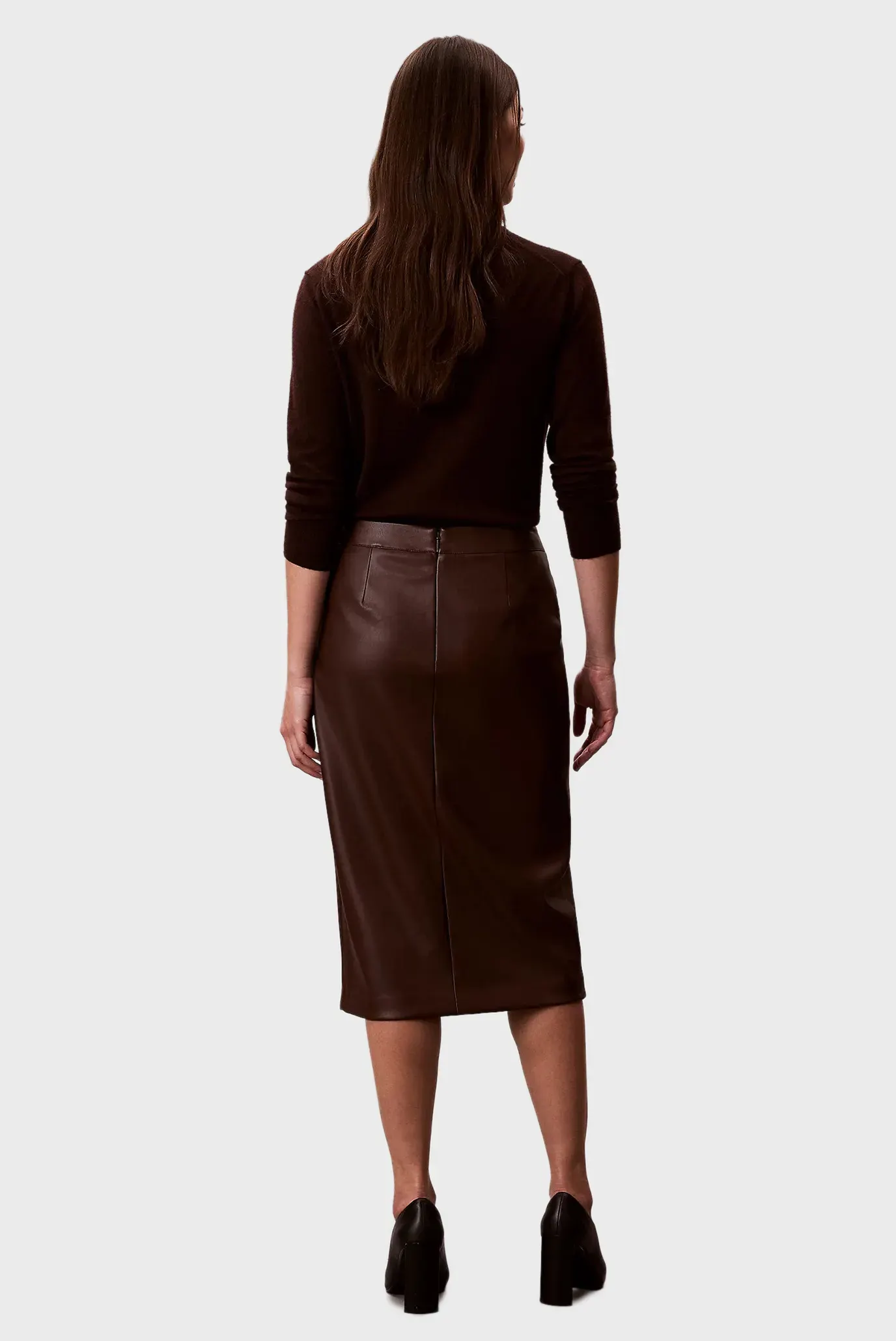 Юбка Faux Leather Midi Skirt 3