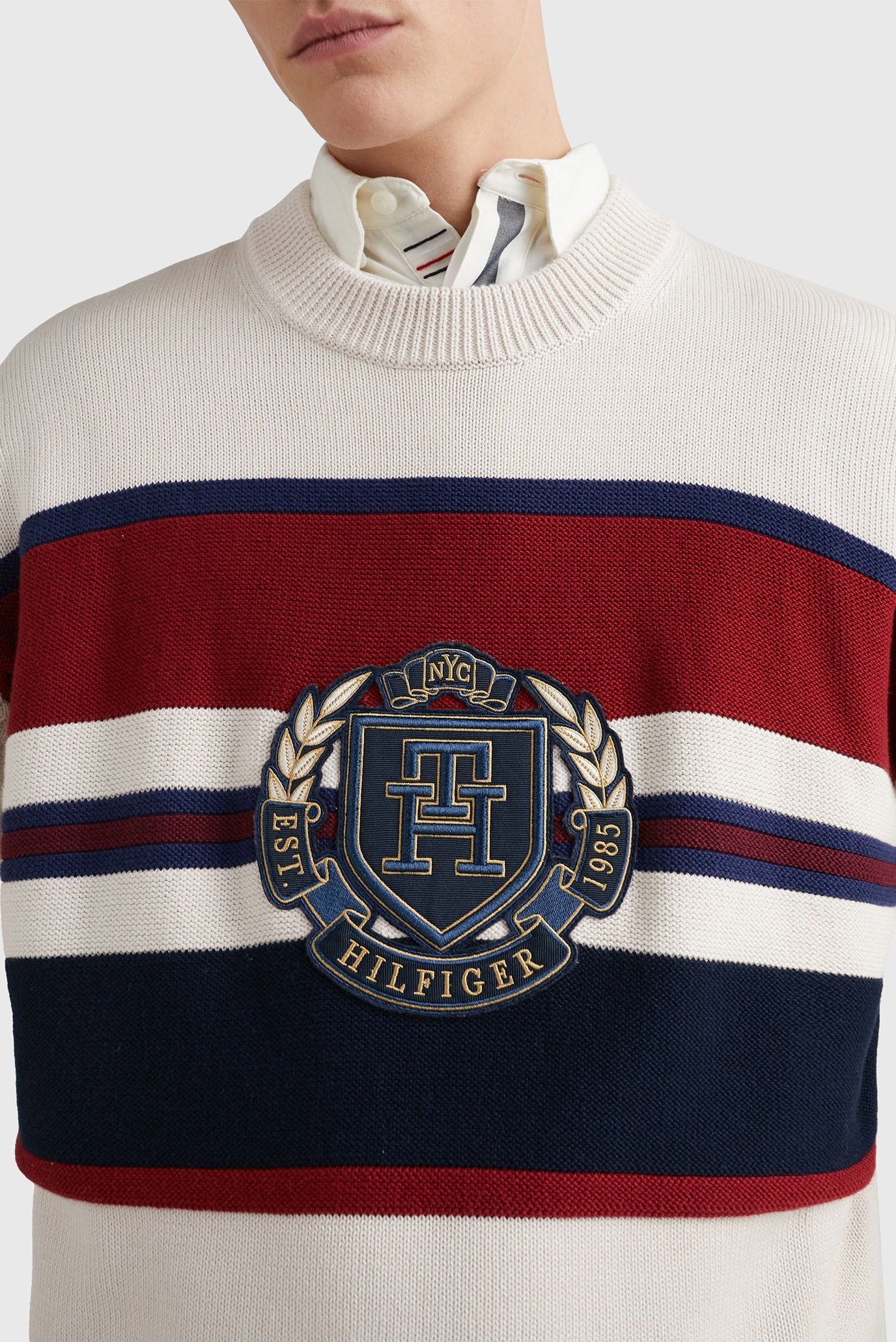 Свитер SEASONAL CREST STRIPE CREW NECK 4