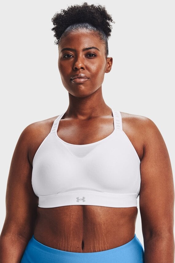 Женский белый спортивный топ UA Infinity High Bra