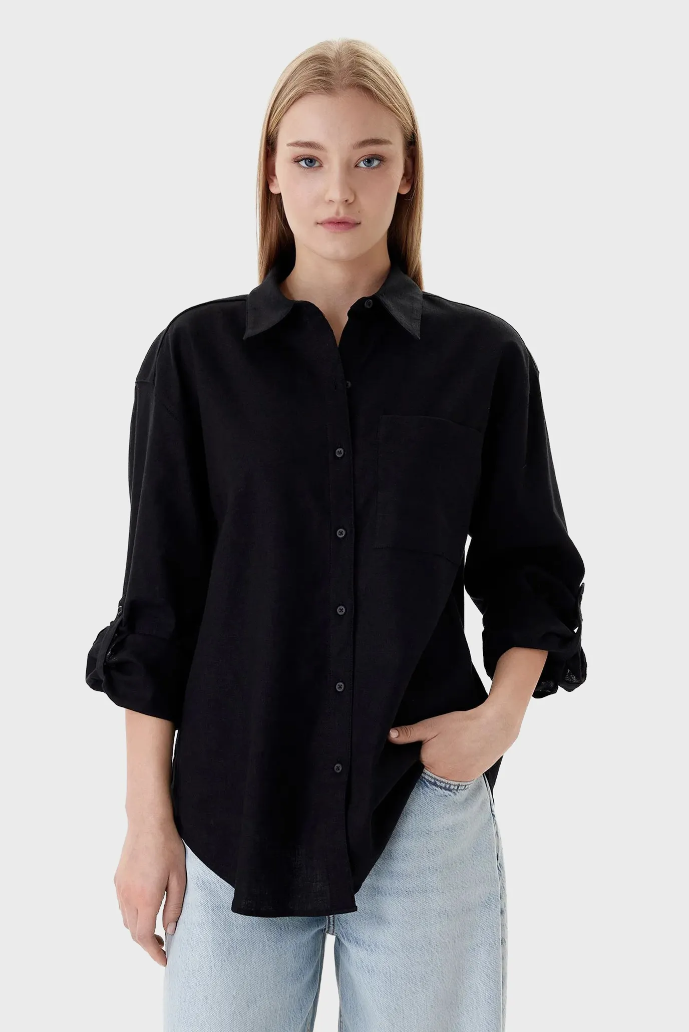 Рубашка Cotton Linen Roll Tab Shirt 1
