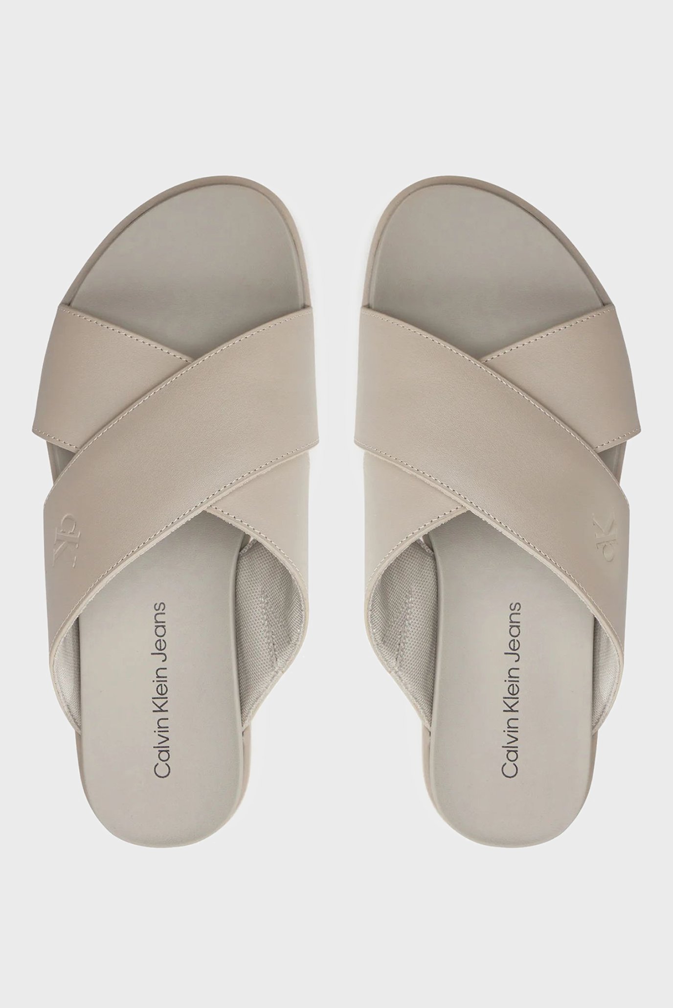 Женские бежевые кожаные слайдеры FLATFORM CROSS MG UCCalvin Klein Jeans Женские бежевые кожаные слайдеры FLATFORM CROSS MG UC 3