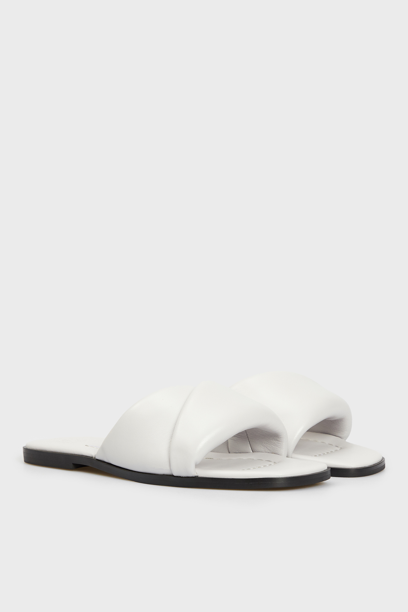 Женские серые кожаные слайдеры Vesna 7