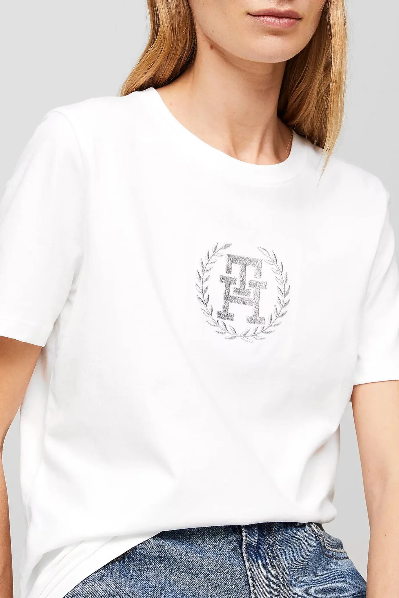 Женская белая футболка REG IMD SLVR LAUREL TEE 4