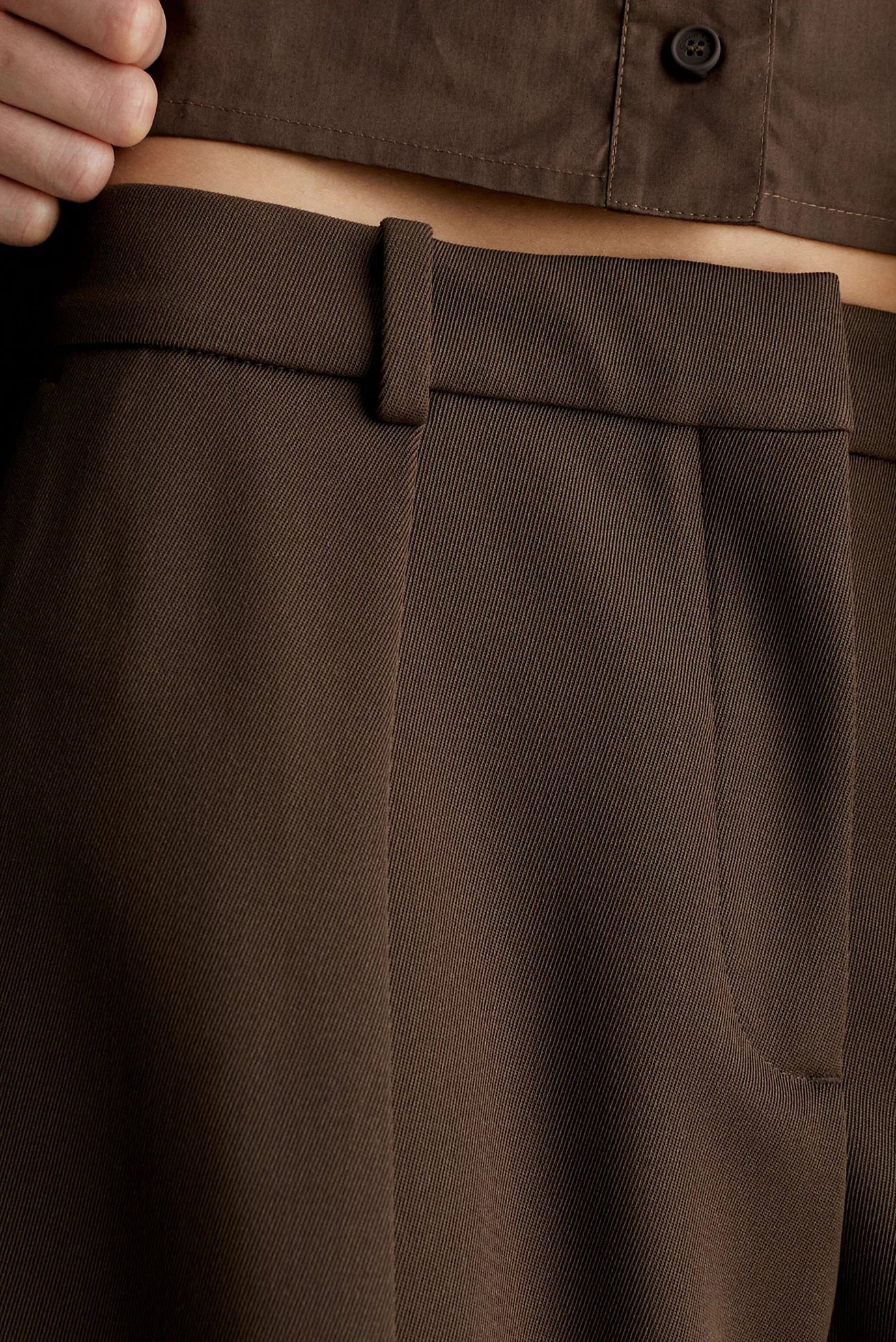 Женские коричневые брюки WOOL TWILL EXTRA WIDE LEG 5