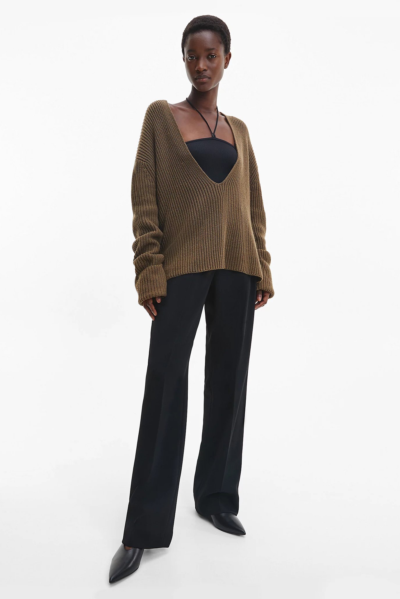 Свитер COTTON BLEND RIB V-NECK SWEATER 2