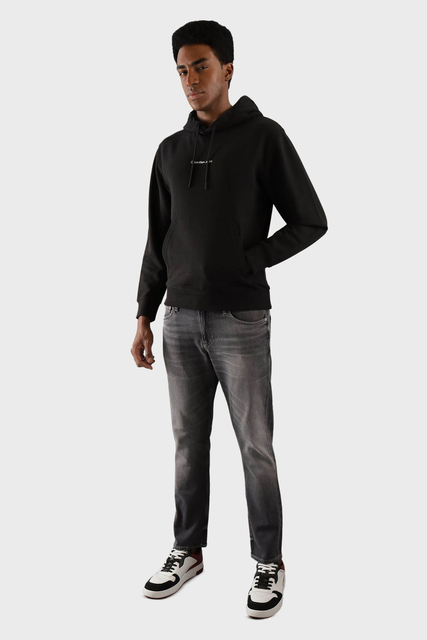 Мужское черное худи GRID MONOGRAM HOODIE 2