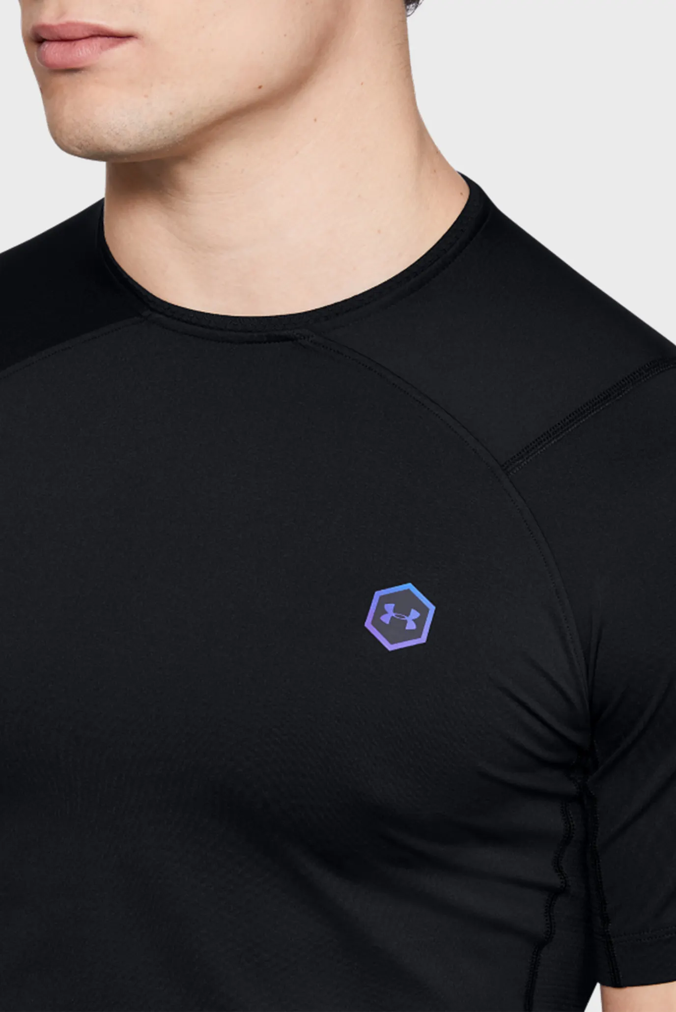 Мужская черная компрессионная футболка UA HG Rush Compression SS 8