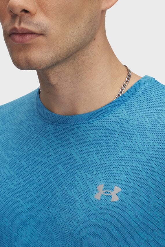 Мужская голубая футболка UA LAUNCH CAMO SHORTSLEEVE