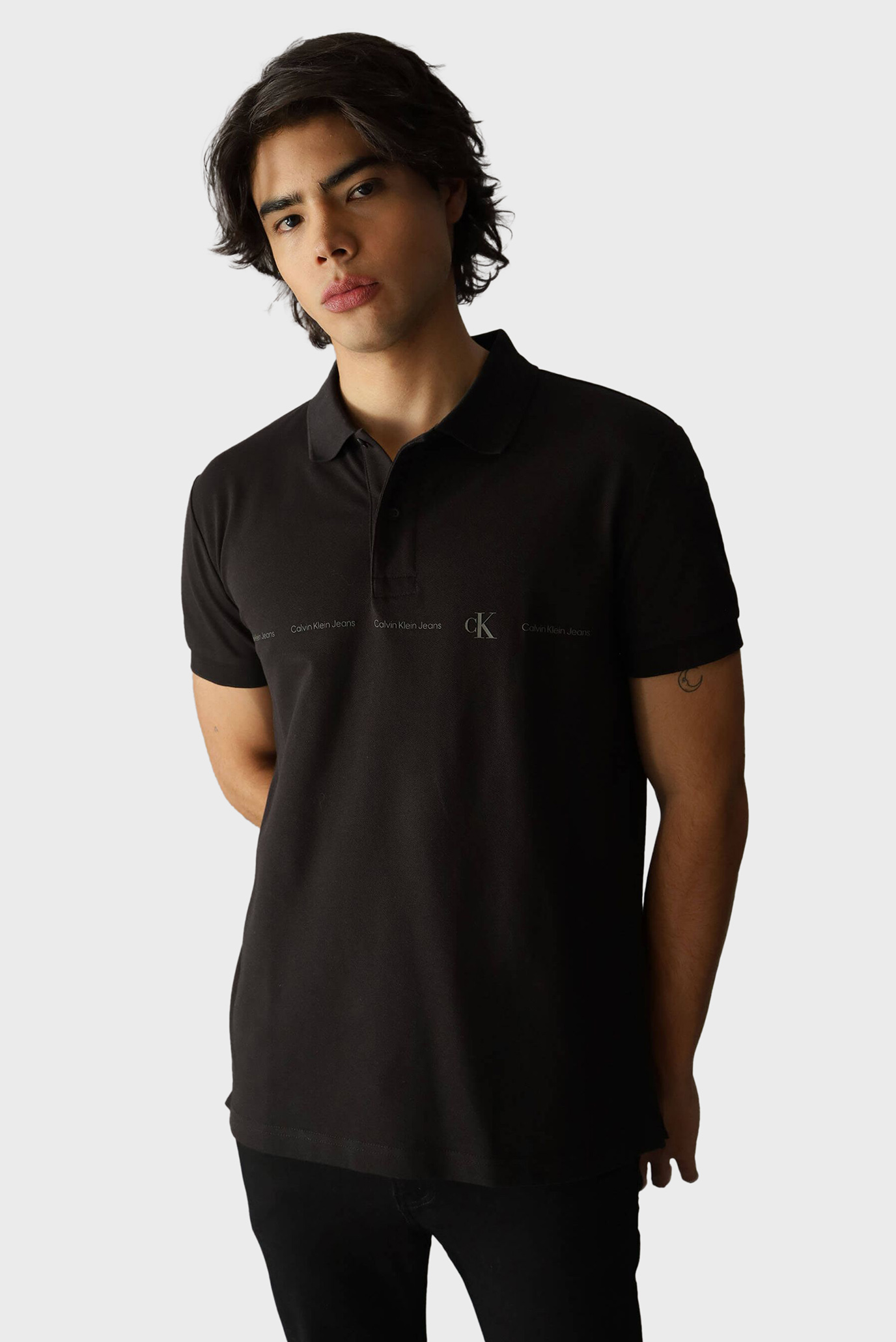 Мужское черное поло LOGO REPEAT POLO 4