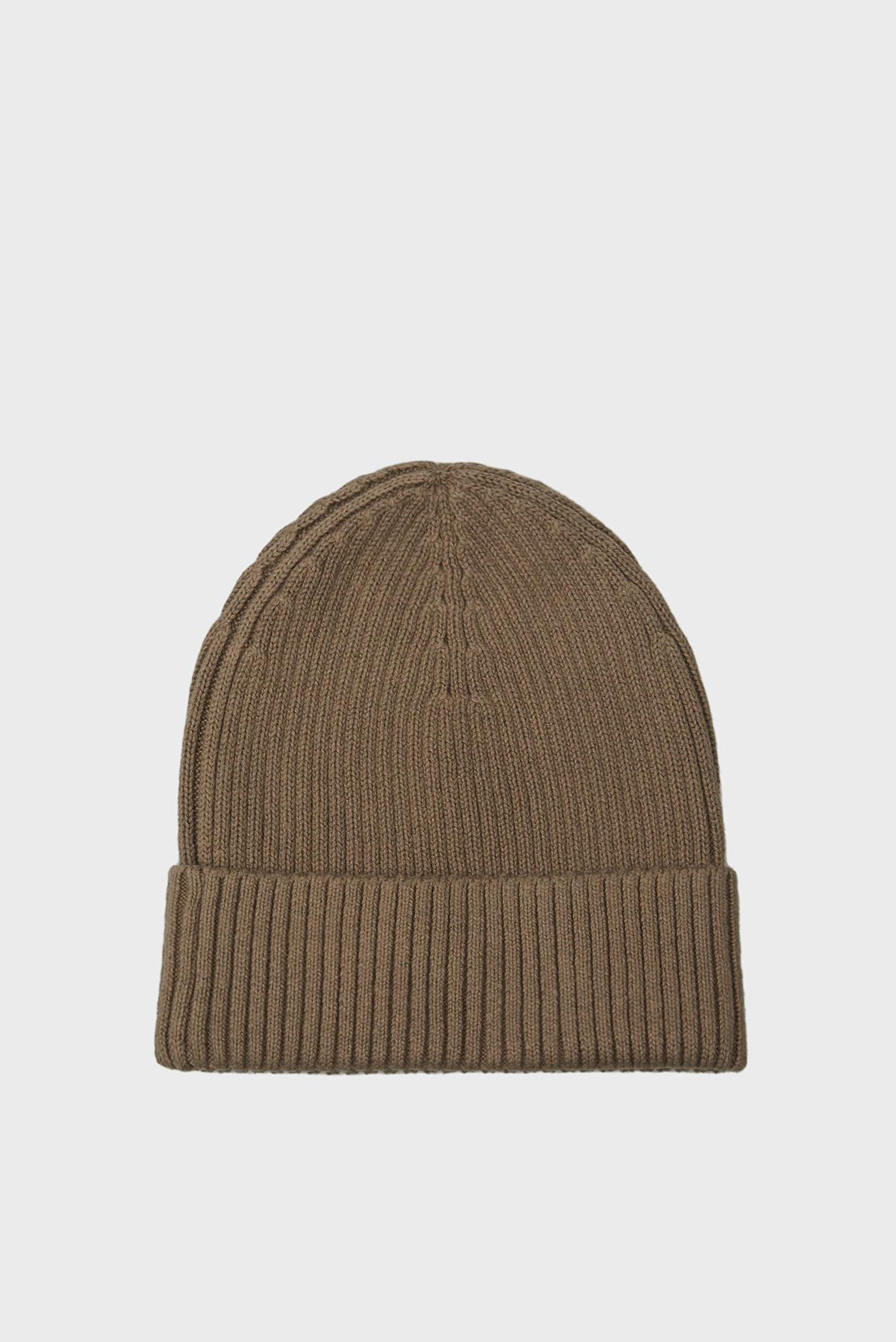 Мужская коричневая шапка CLASSIC COTTON RIB BEANIE 2