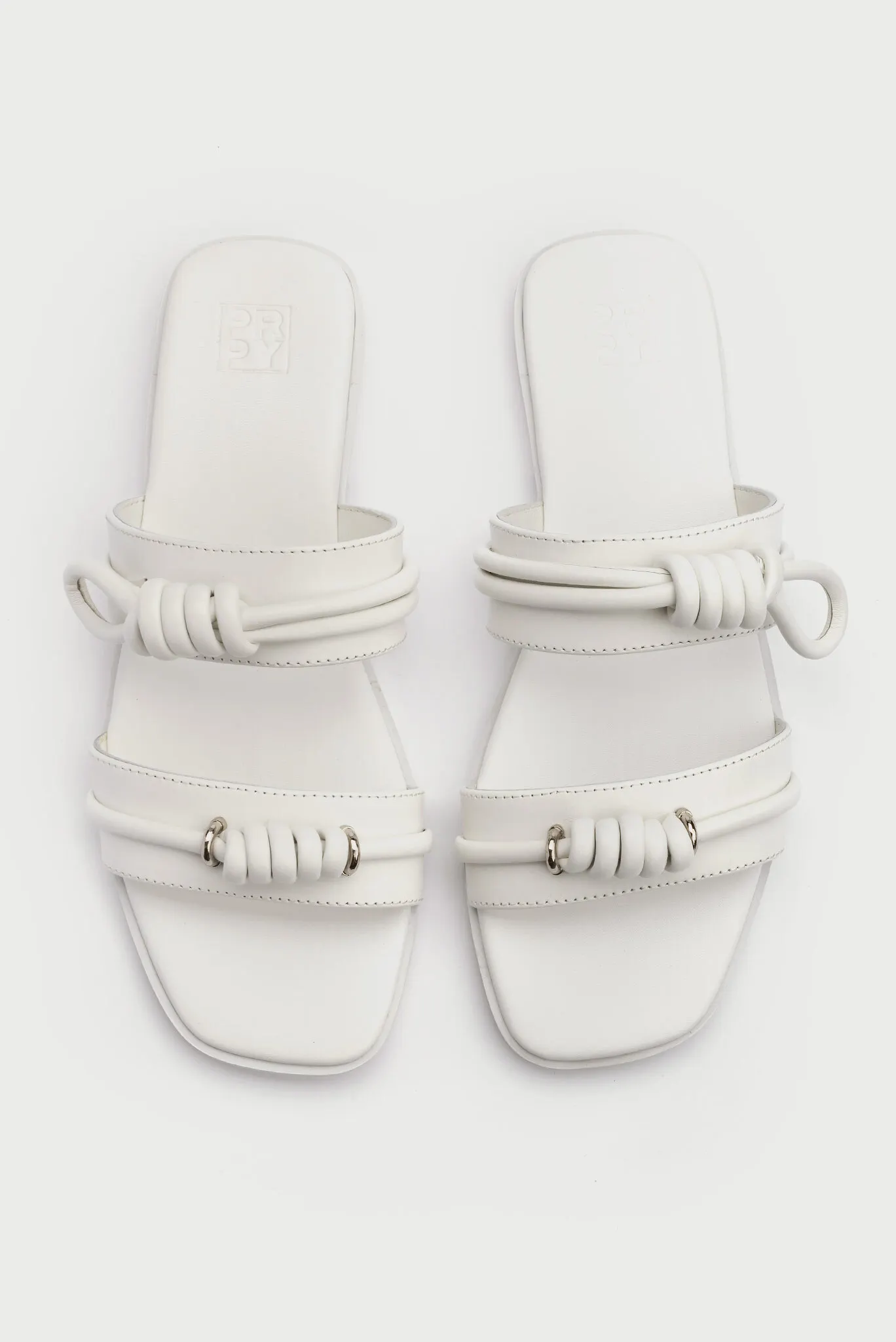 Женские белые кожаные слайдеры Luana 3