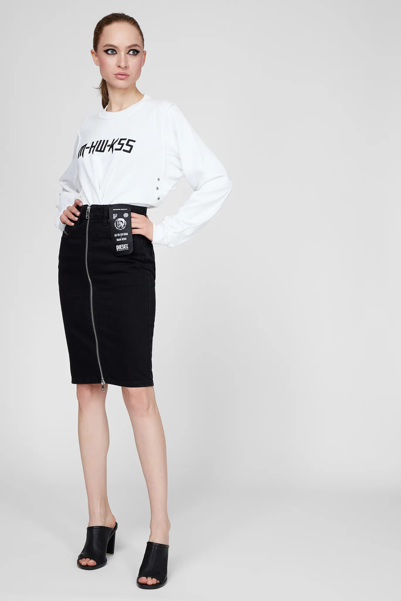 Женская черная джинсовая юбка DE-PENCIL-ZIP 2