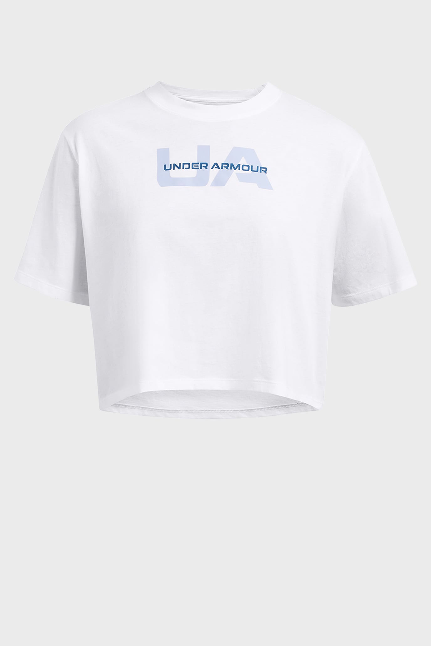 Женская белая футболка UA W BOXY CROP BRANDED SS 3