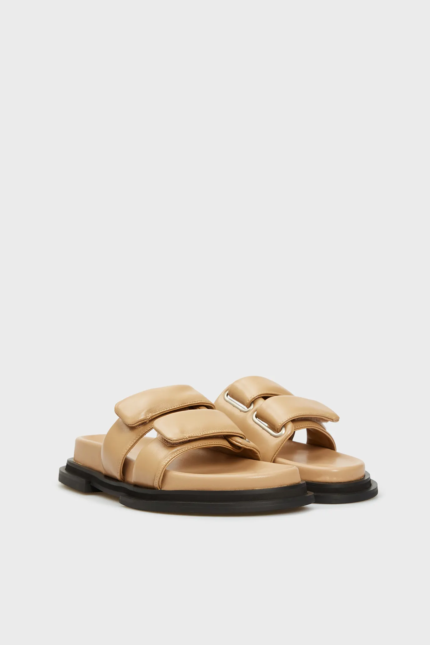 Женские бежевые кожаные слайдеры Dada 8