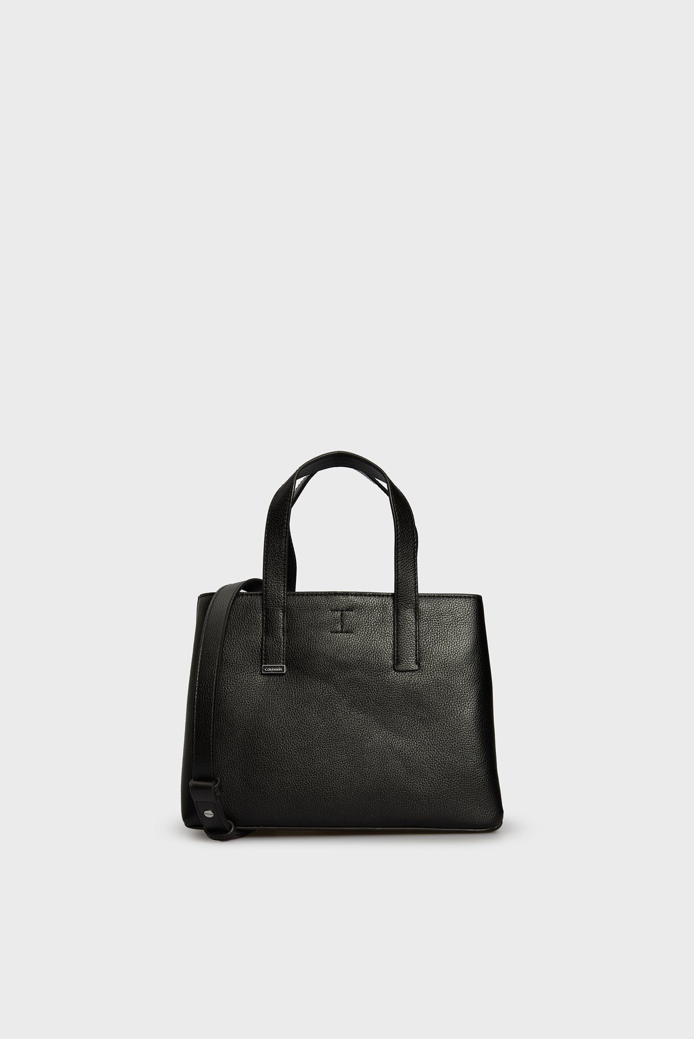 Женская черная сумка CK PLAQUE SMALL TOTE 1