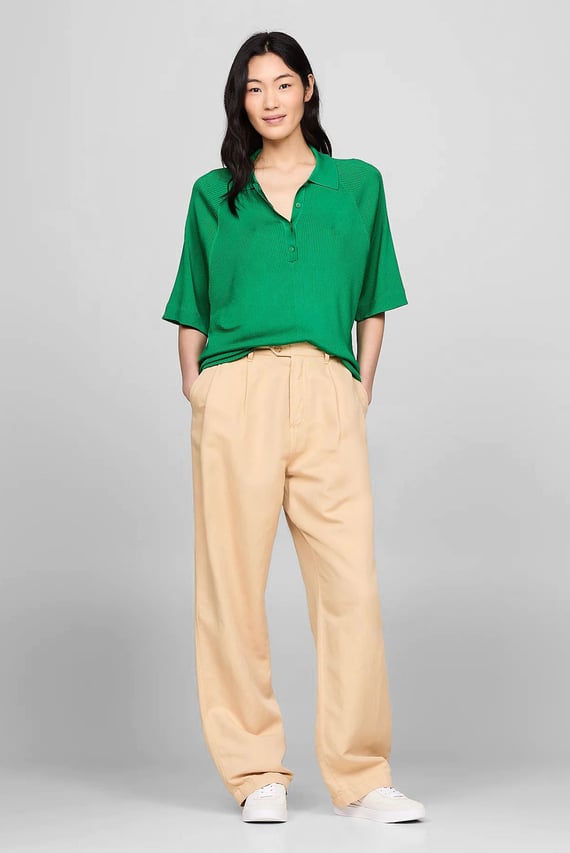 Поло RIB OVERSIZED POLO SWEATER
