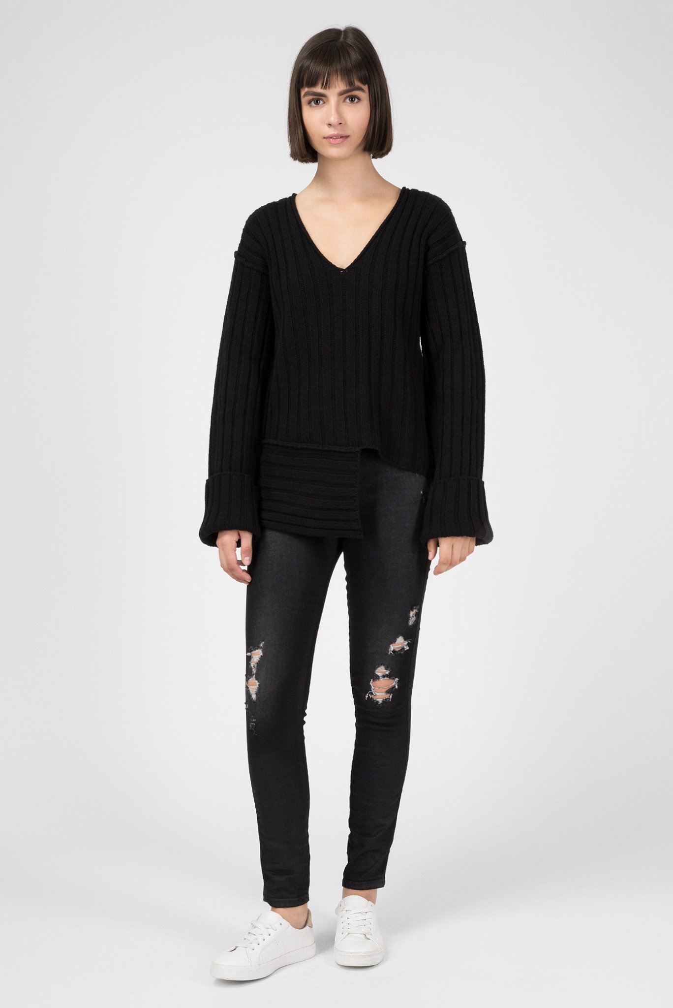 Женский черный пуловер 5