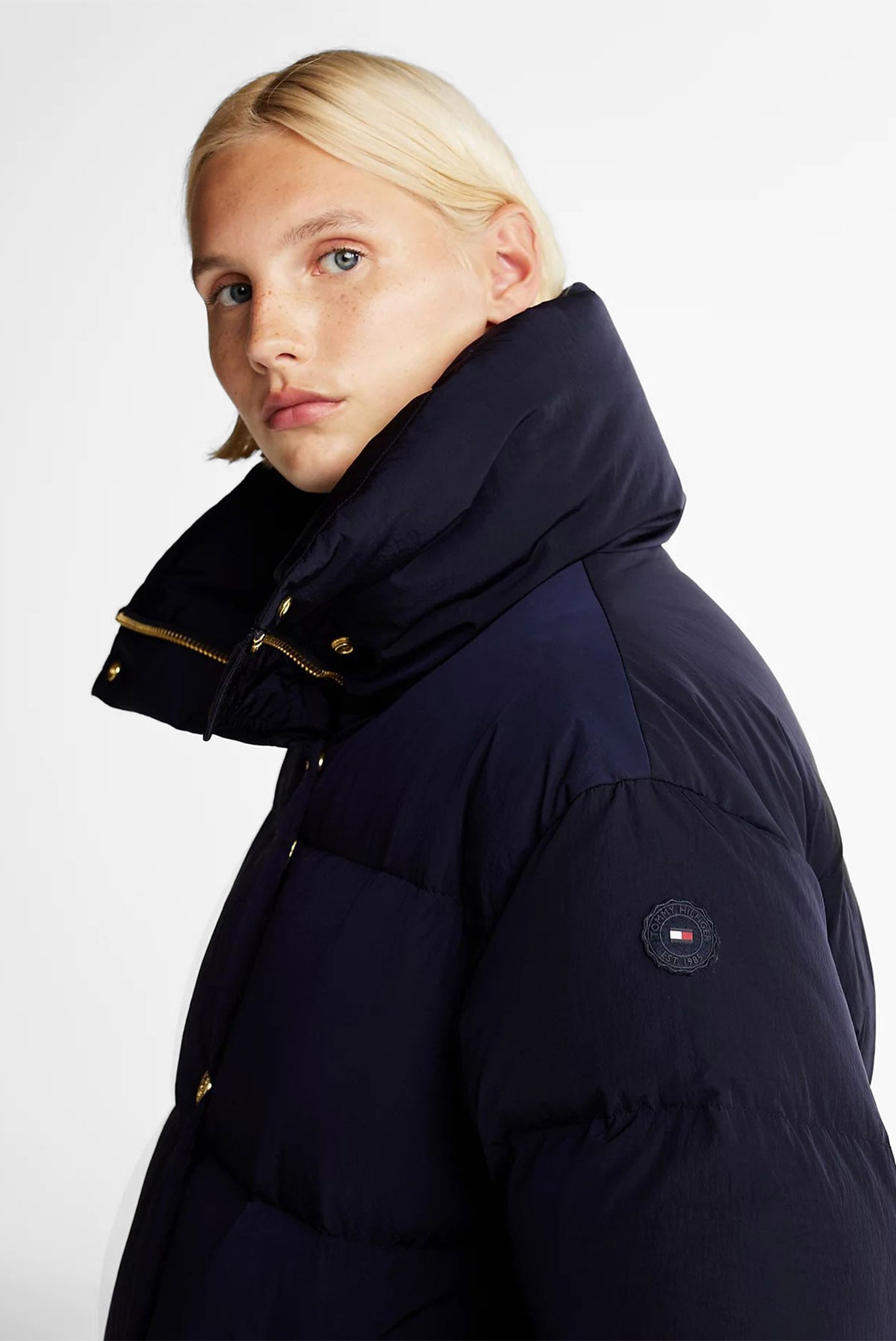 Женский темно-синий пуховик GOLD BUTTON DOWN JACKET 4