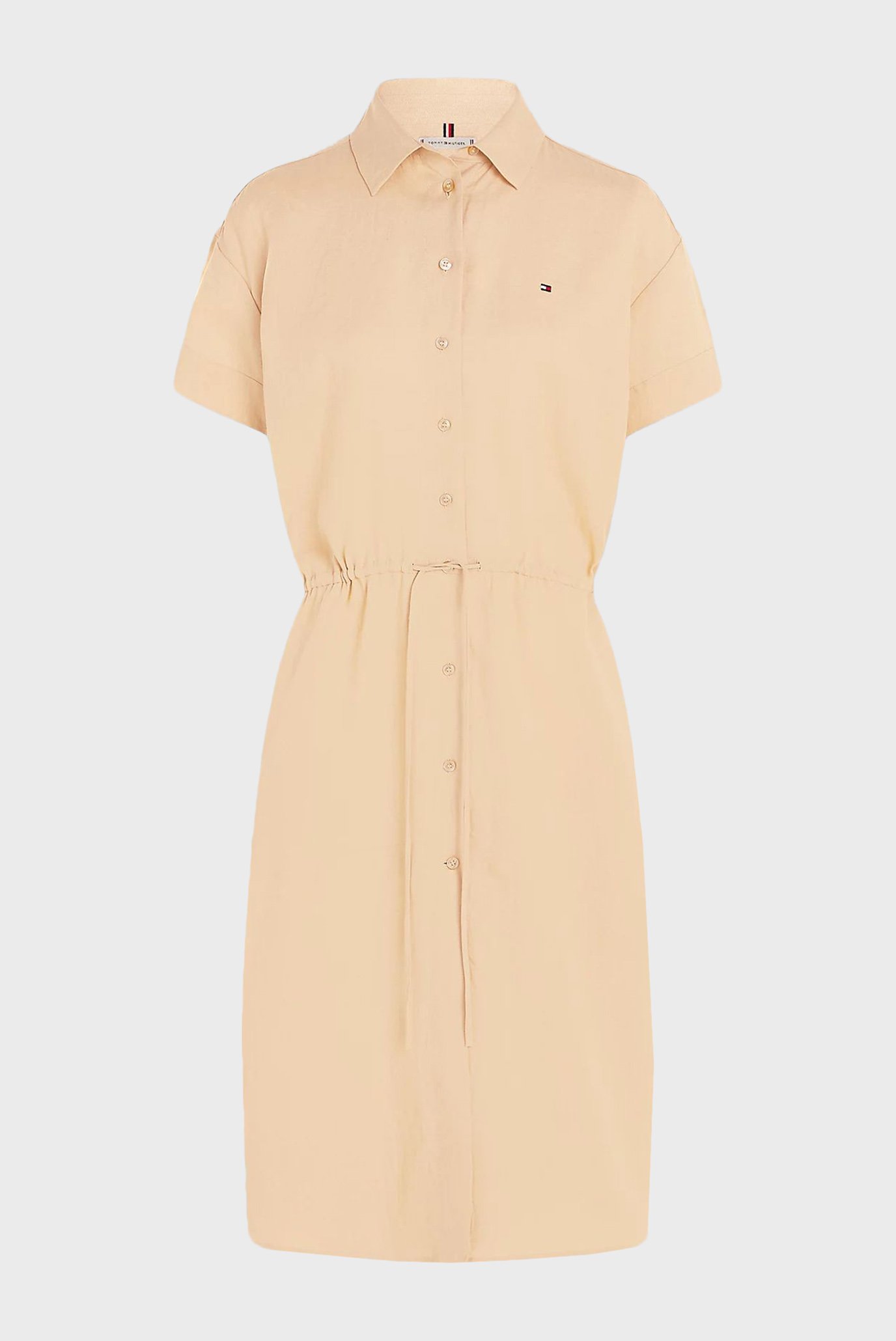 Женское бежевое льняное платье LINEN SS MIDI SHIRT DRESSTommy Hilfiger Женское бежевое льняное платье LINEN SS MIDI SHIRT DRESS 5
