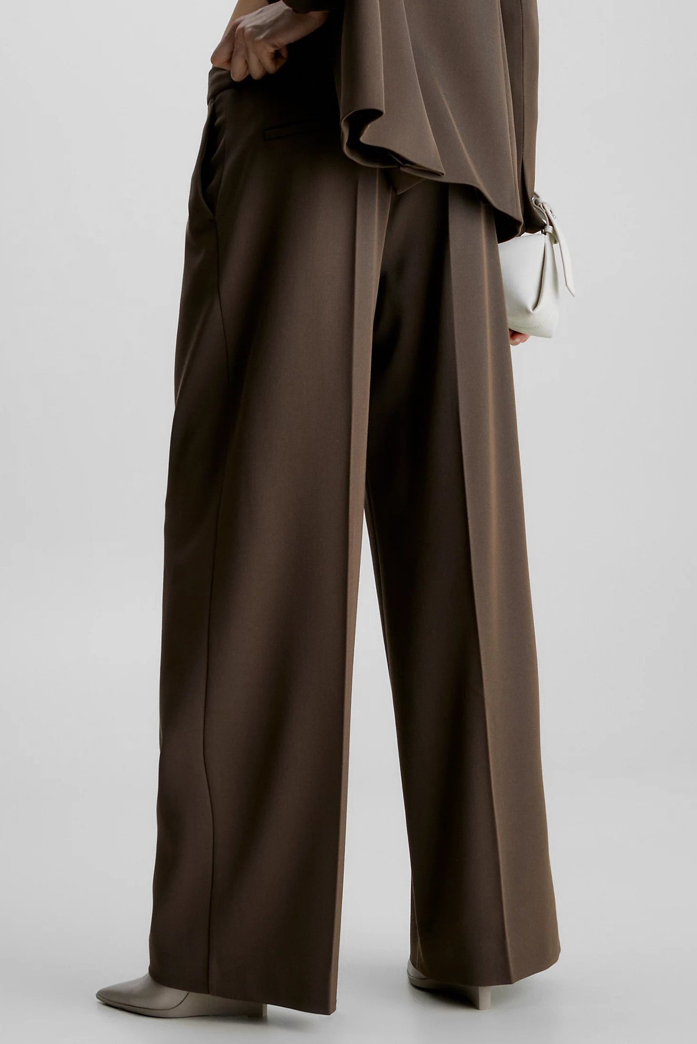 Женские коричневые брюки WOOL TWILL EXTRA WIDE LEG 3