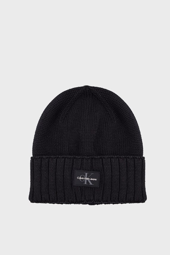 Мужская черная шапка MONO LOGO PATCH BEANIE RUB Calvin Klein Jeans