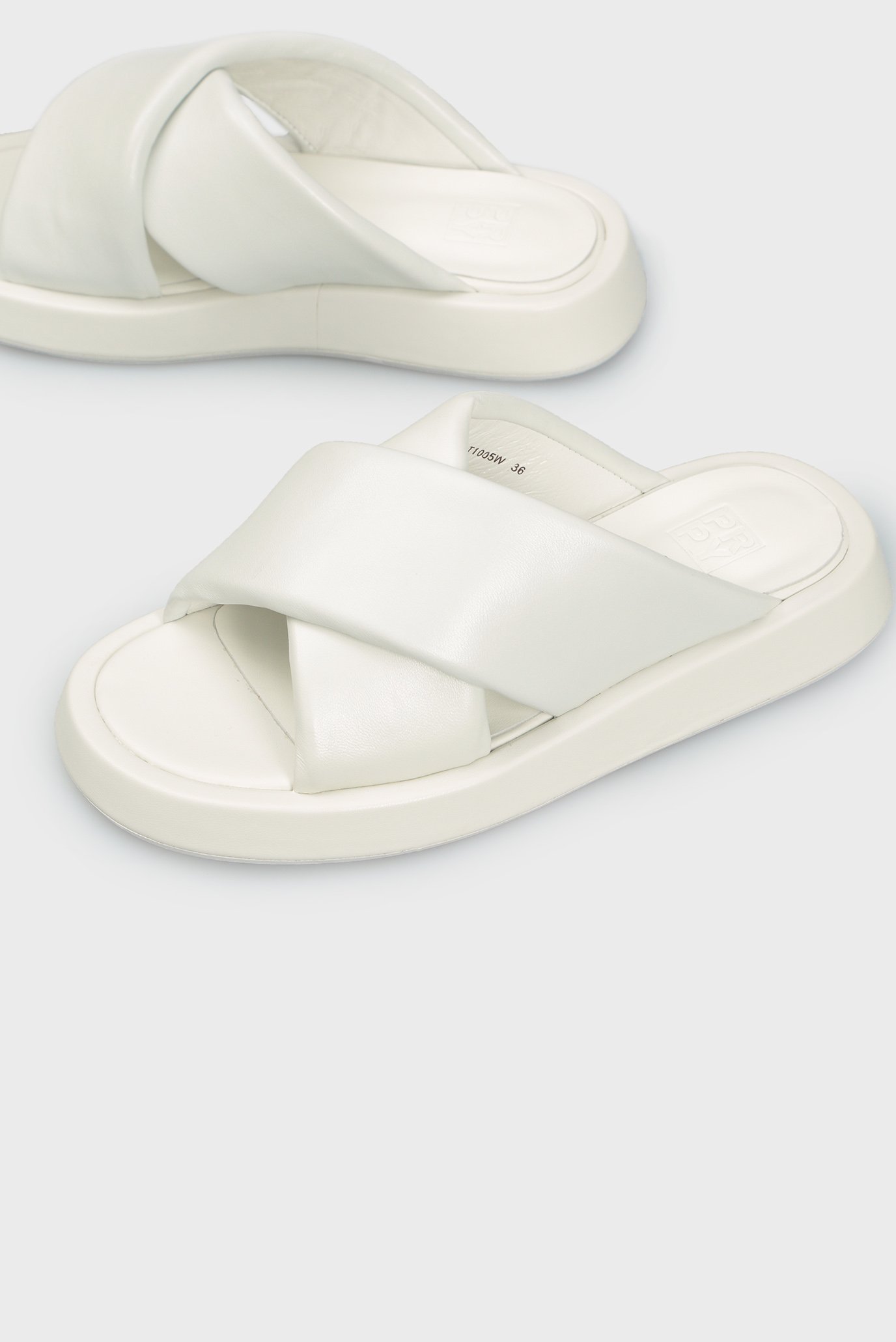 Женские белые кожаные слайдеры MonzaPRPY Женские белые кожаные слайдеры Monza 2