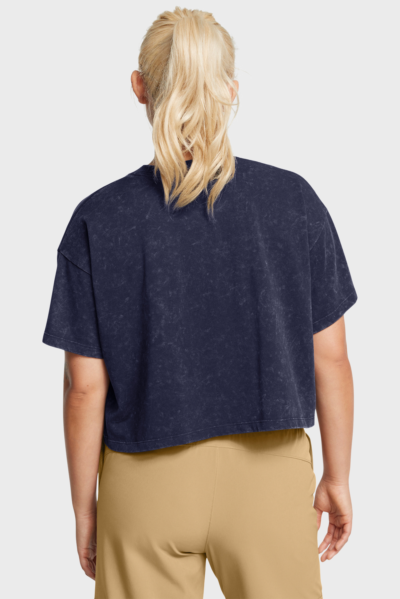 Женская темно-синяя футболка UA W VARSITY CROP HW SS 2