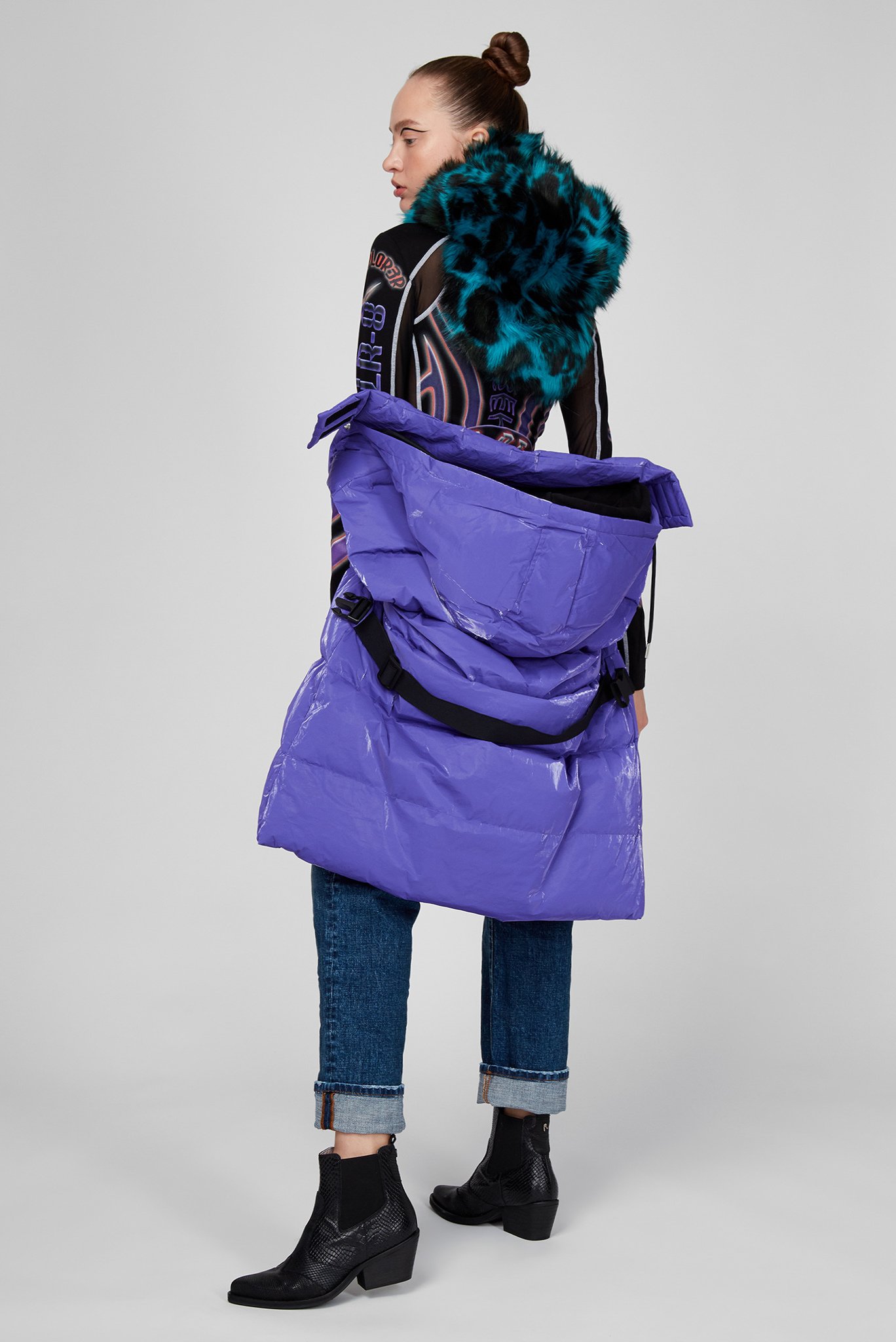 Женский фиолетовый пуховой жилет W-LALLA-SL-SHORT 5