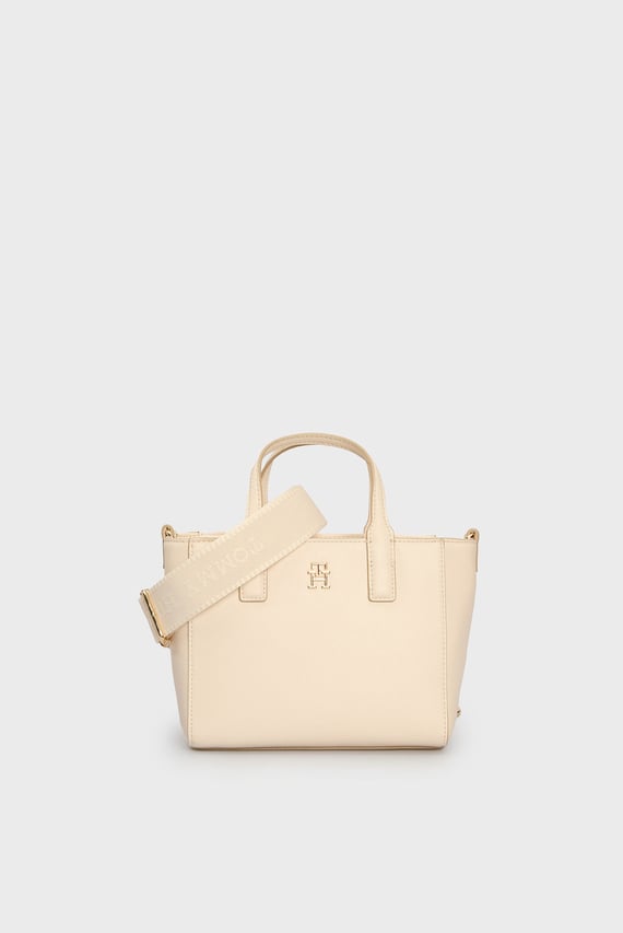 Женская белая сумка TH SOFT LOGO MINI TOTE