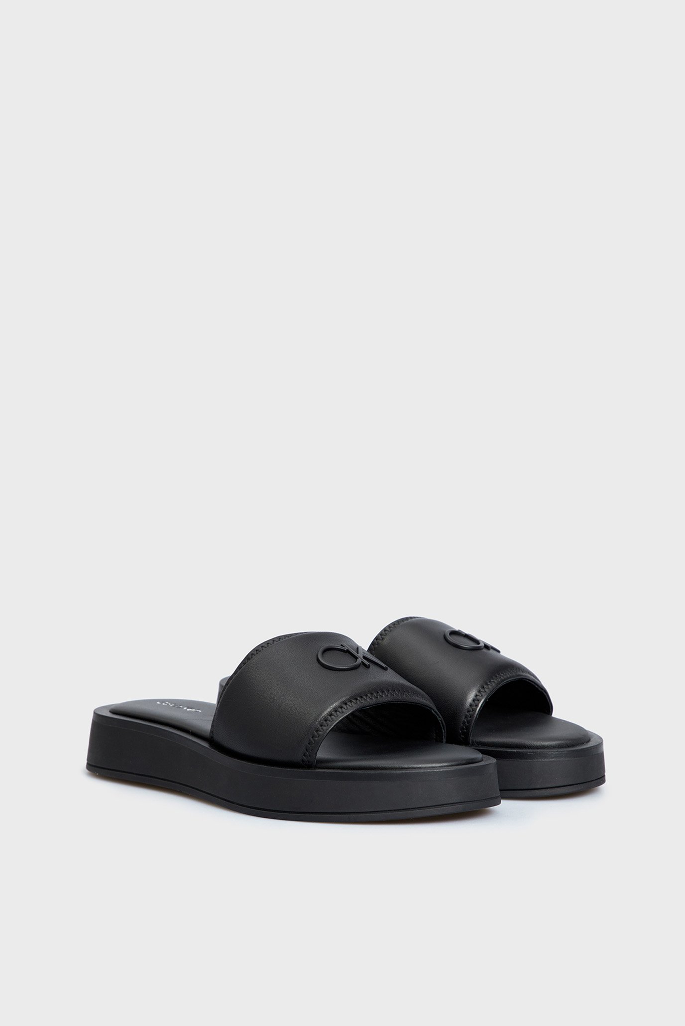 Женские черные кожаные слайдеры DRESS FLATFORM 8